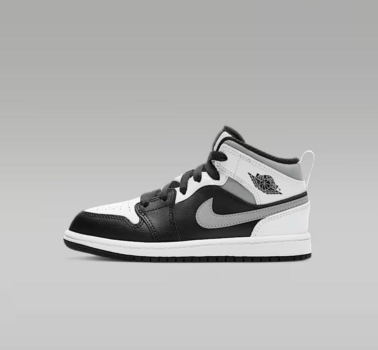 Nike Jordan 1 MID zwart wit grijs sneakers schoenen maat 30, Jongen of Meisje, Schoenen, Nieuw, Ophalen of Verzenden