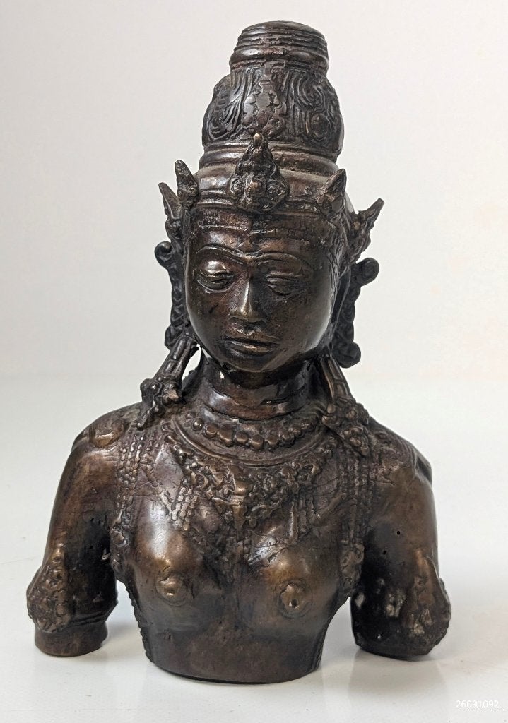 Mooie buste Uma gemalin van de god Shiva, Indonesië, Ophalen, Beeld, Brons