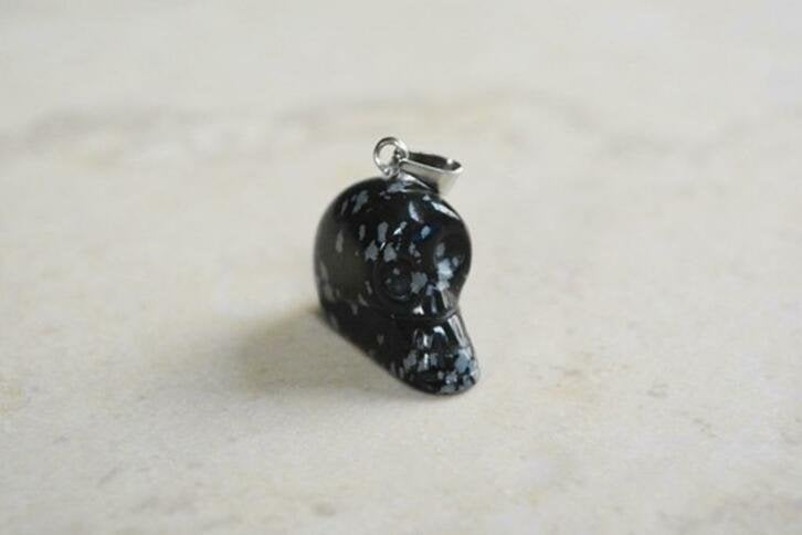 Sneeuwvlokken Obsidiaan schedel hangertje, Nieuw, Ophalen of Verzenden, Nvt, Nvt