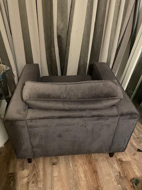 Donkergrijze Antraciete Fauteuil Velvet Stof, Ophalen, Zo goed als nieuw, Stof, 75 tot 100 cm