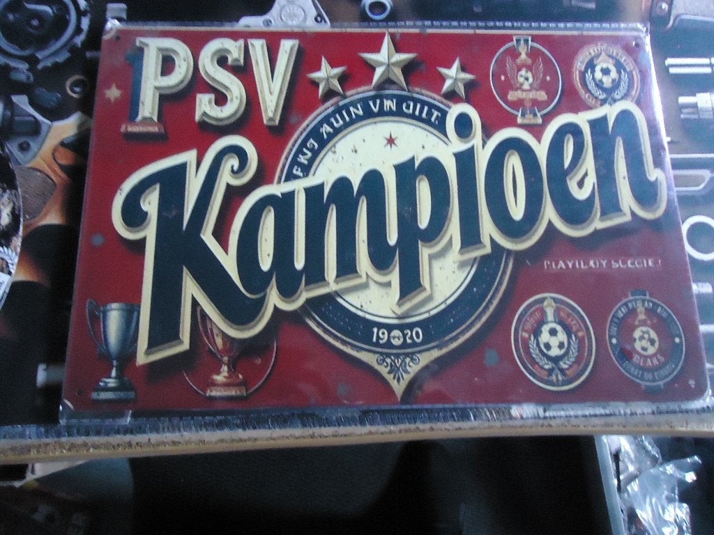 Tinnen Wandplaat PSV 30 x 20 cm  (1), Maat XS of kleiner, Verzenden, Nieuw, Shirt