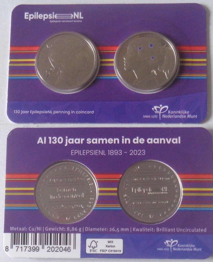 2 stuks Coincard 130 jaar Epilepsie in BU-kwaliteit, Verzenden, Overige materialen, Nederland
