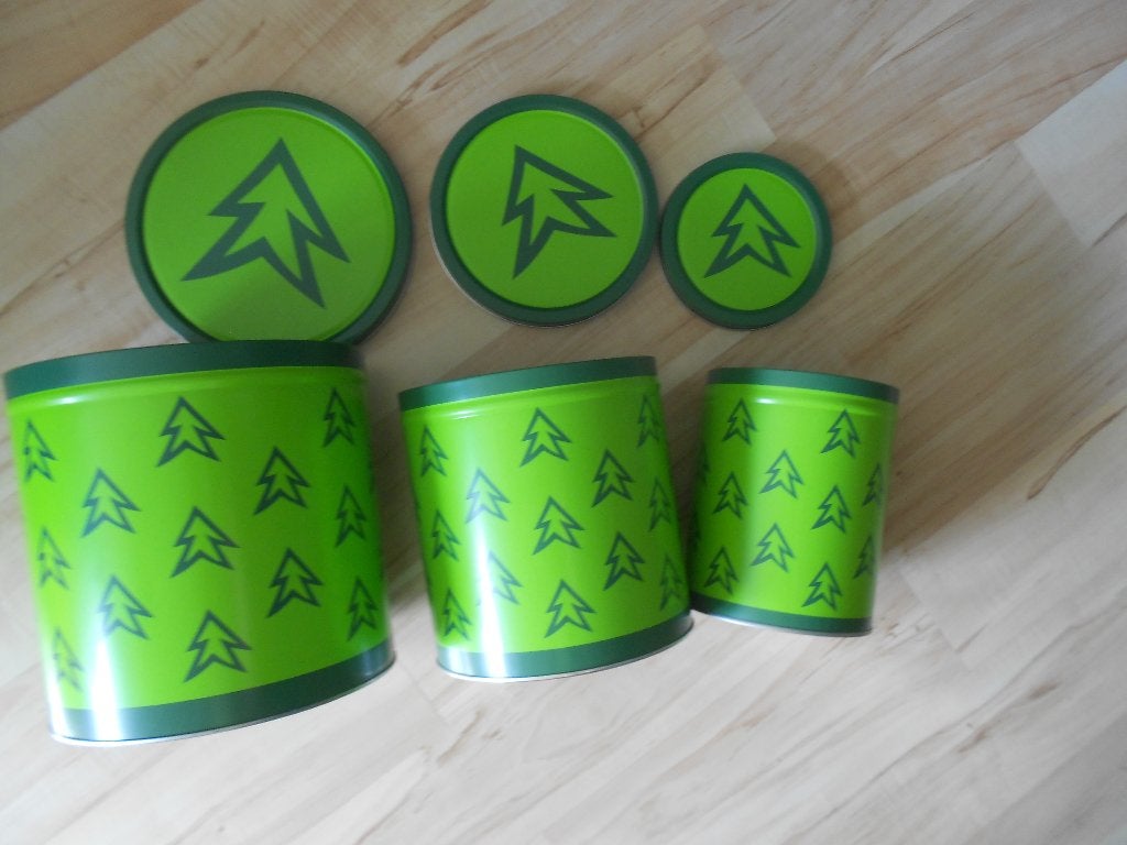 3 groene ikea kerst blikken, Ophalen, Gebruikt