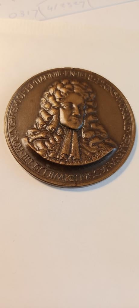 Historische Medaille Willem III Koning van Engeland, Ophalen of Verzenden, Brons