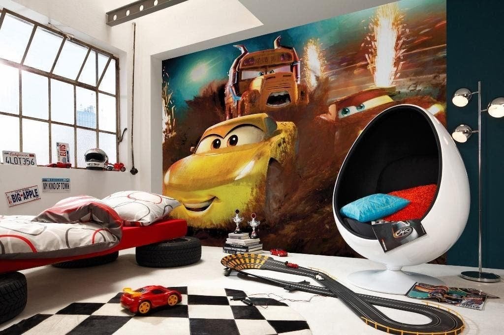 Disney Cars Behang Dirt Track - 350x250 - Gratis Verzending, Ophalen of Verzenden, Minder dan 10 m²