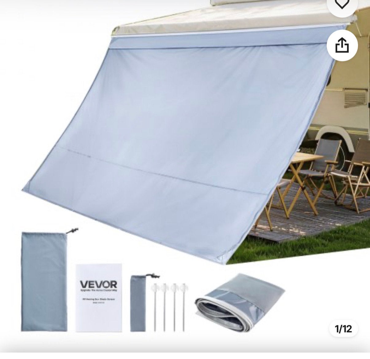 Sunshade screen voor luifel - 330x200 cm, Ophalen of Verzenden, Nieuw