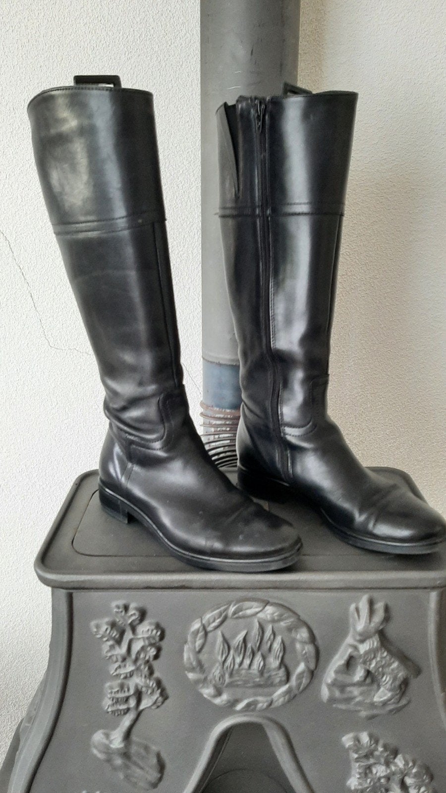 Lineazeta leren dames laarzen kleur zwart met rits maat 37., Hoge laarzen, Zwart, Ophalen of Verzenden, Lineazeta