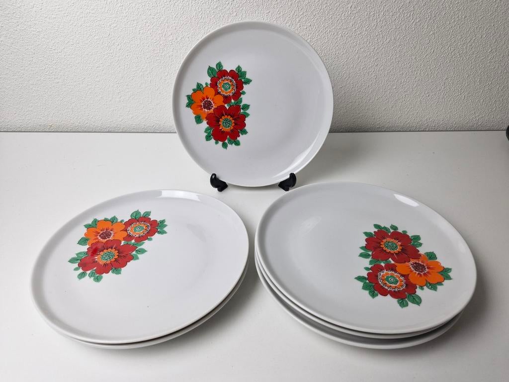 Vintage Colditz borden met bloemen, 19 cm, Ophalen of Verzenden, Overige stijlen, Bord(en)