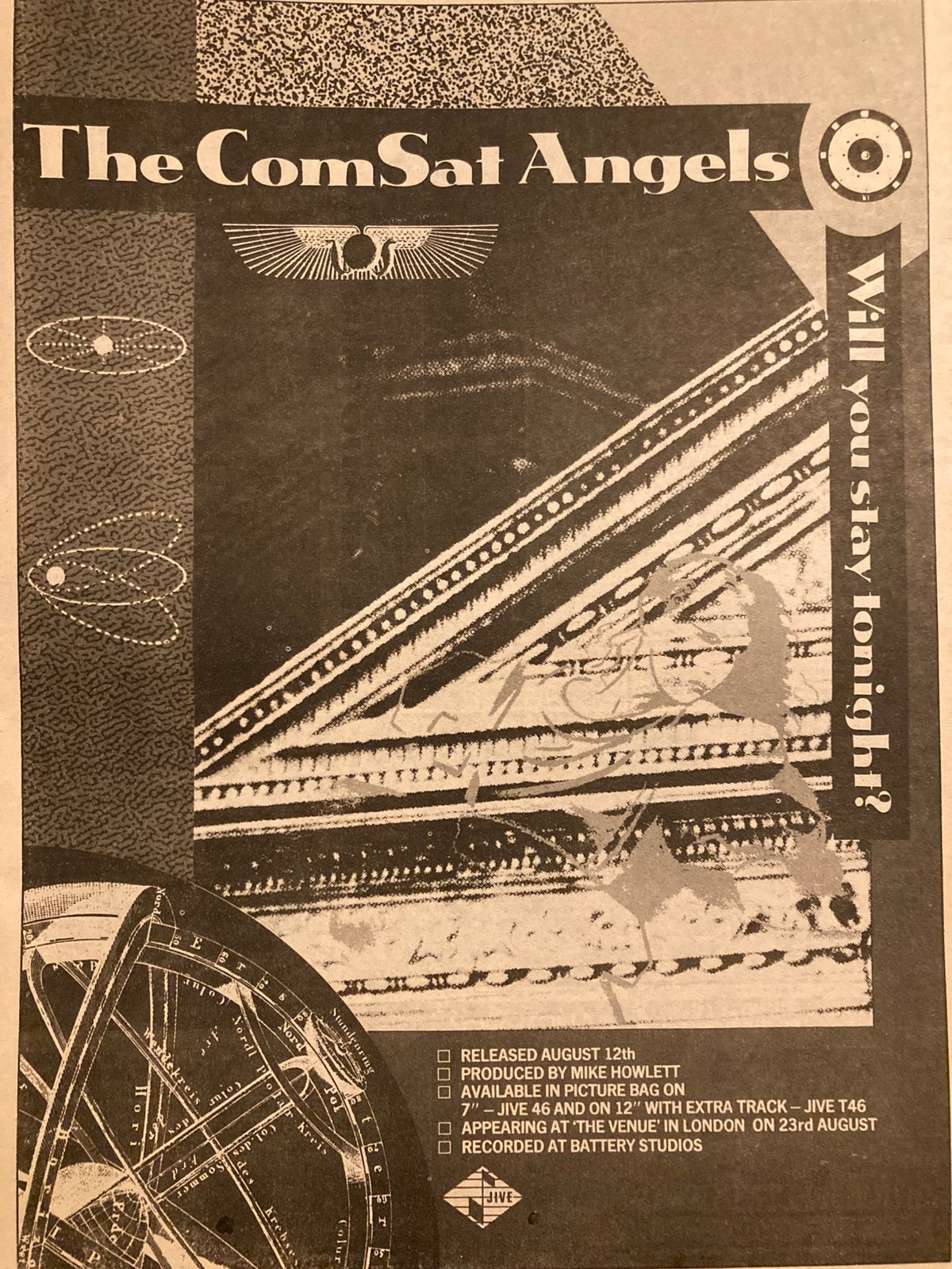 Paginagrote A3 advertentie COMSAT ANGELS Will You Stay rele, Ophalen of Verzenden, Zo goed als nieuw, A1 t/m A3