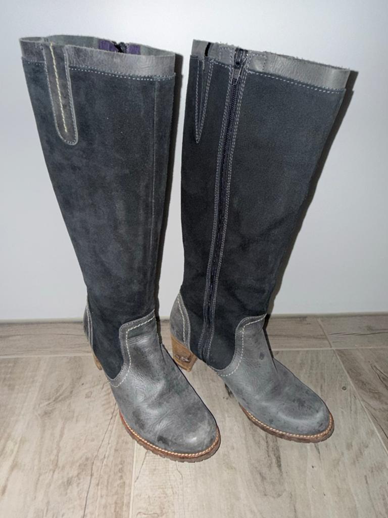 Cinderella Antraciet Leren Dames Laarzen Maat 37, Ophalen of Verzenden, Gedragen, Grijs, Hoge laarzen