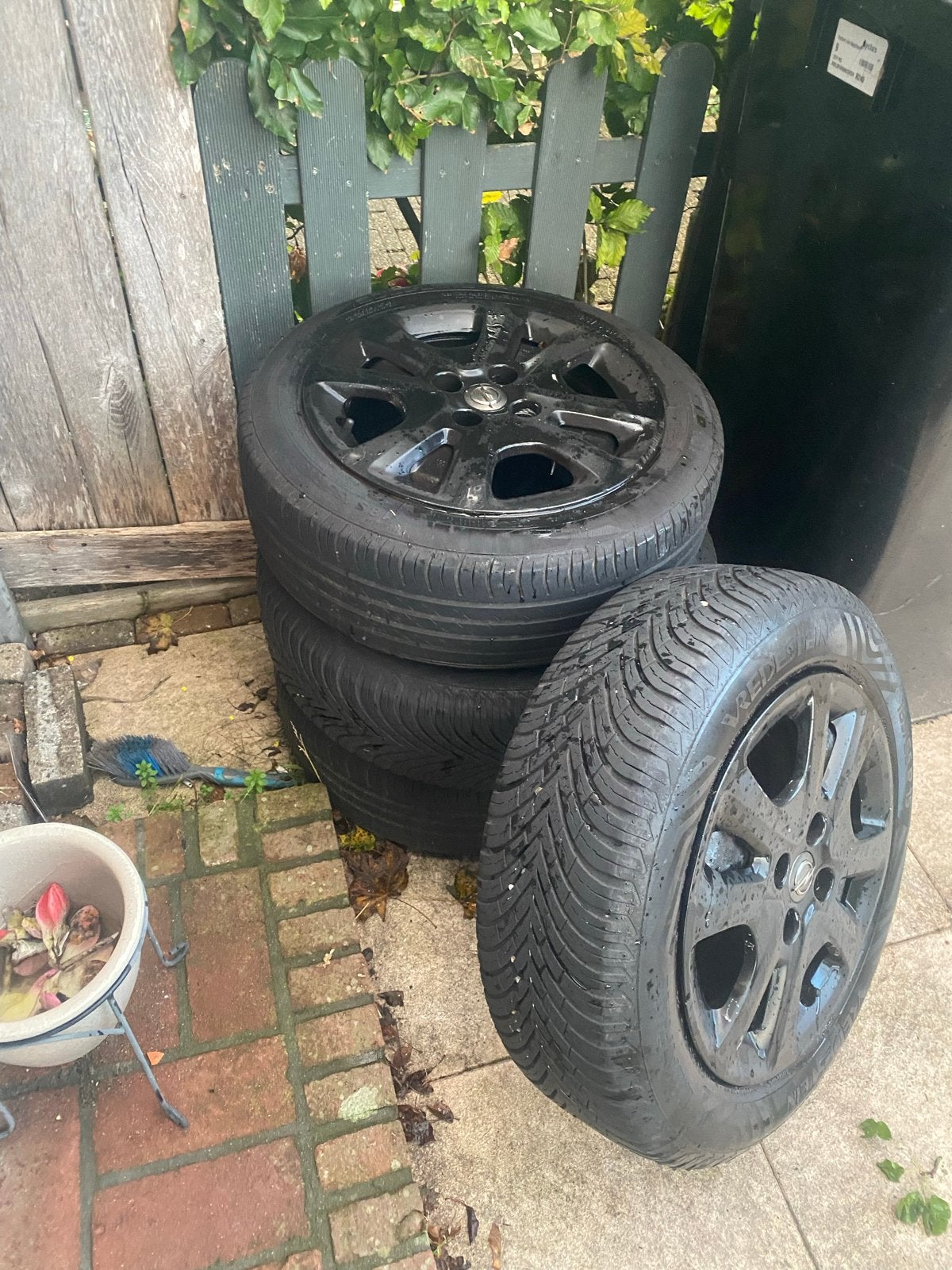 Opel Karl velgen met banden (2x versleten), Ophalen of Verzenden, Gebruikt