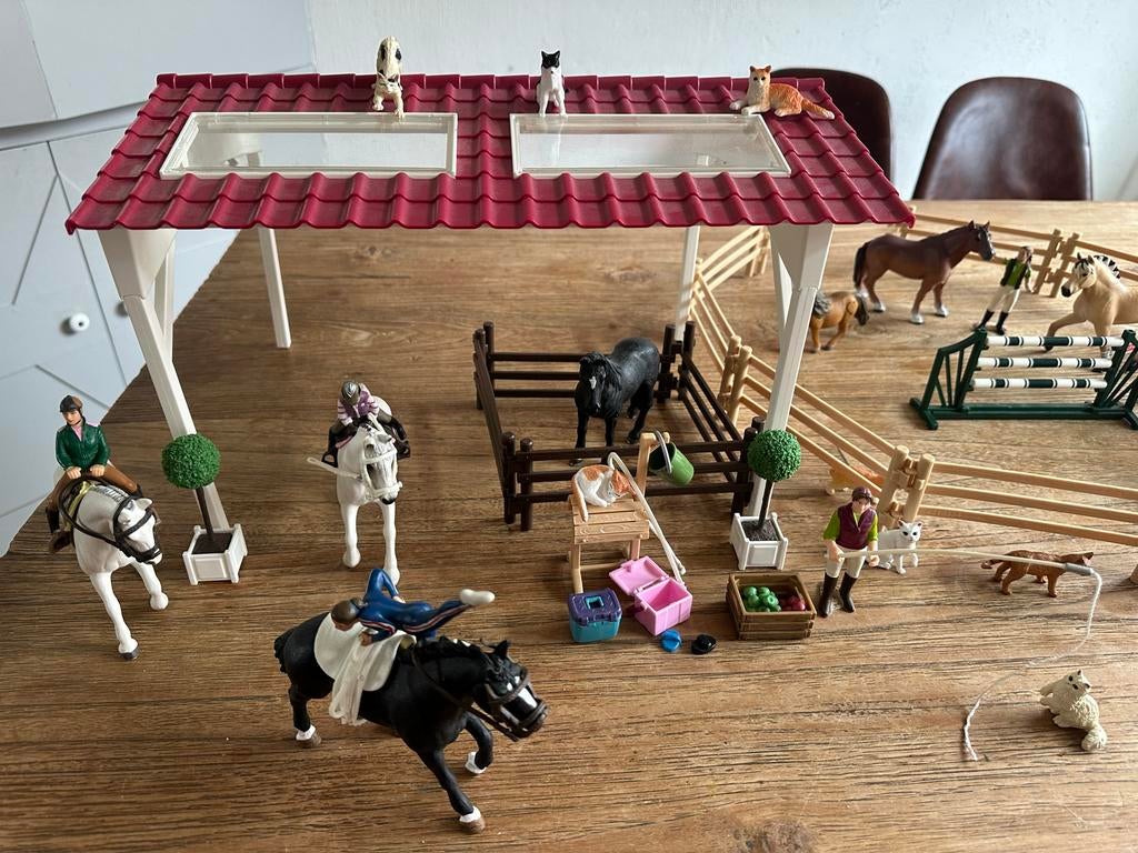 Schleich Rijschool met paarden en accessoires, Ophalen of Verzenden, Gebruikt, Jongen of Meisje