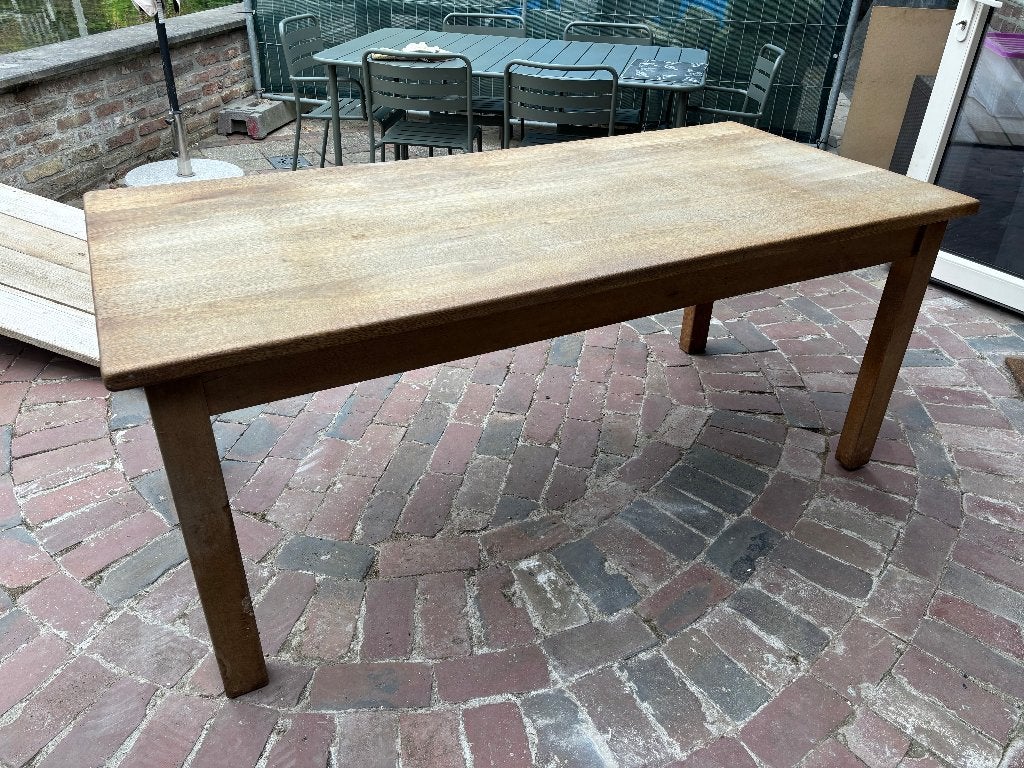 Teak tafel 180 x 84,5cm - geschikt voor binnen en buiten, Ophalen, Gebruikt, Teakhout, 50 tot 100 cm