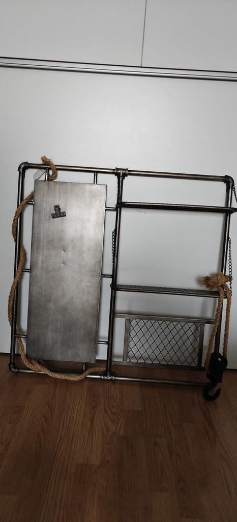 Wandbord, Ophalen, Metaal, Industrieel, Zo goed als nieuw