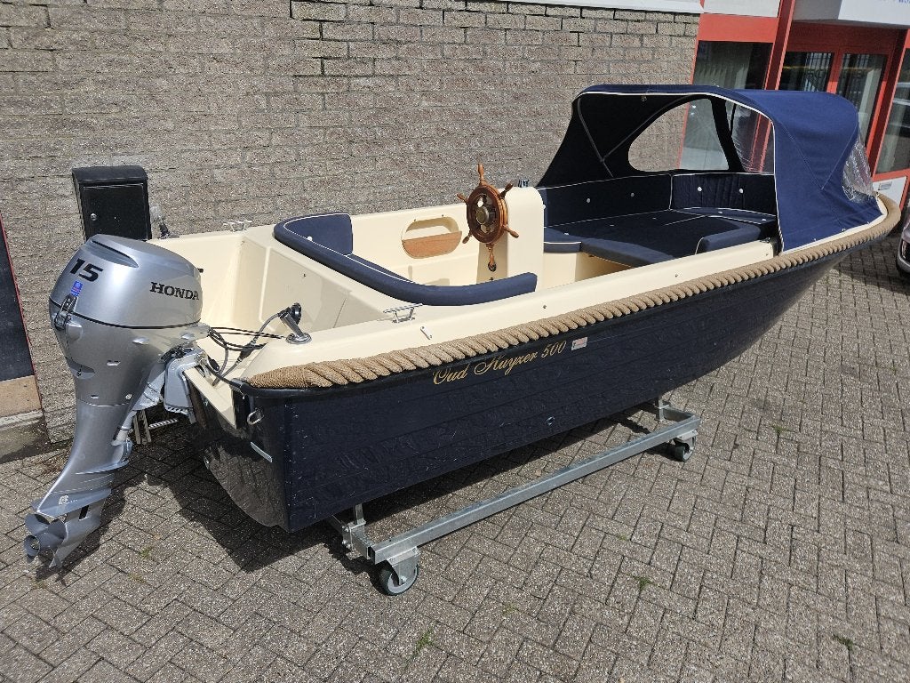 Prachtige Oud Huijzer 500 sloep met Honda 15pk ('25), Watersport en Boten, Ophalen, 15 pk, 1.80 meter, 5 m