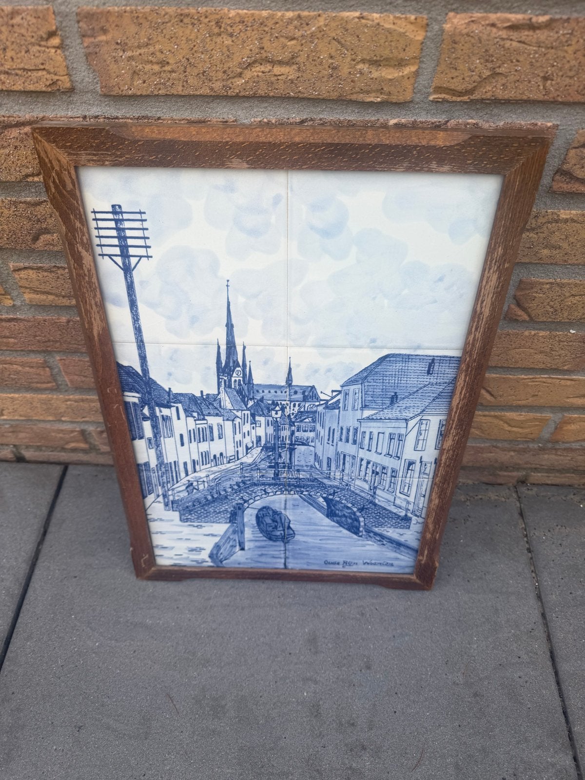 Delfts blauw tegeltableau - Grachtgezicht, Ophalen