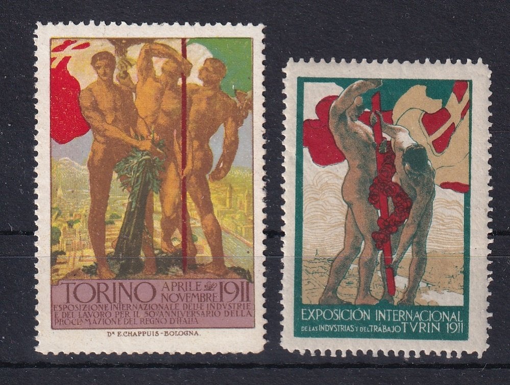 D191) 1911 Torino / Turin 2x oude vignetten, Verzenden, Postfris