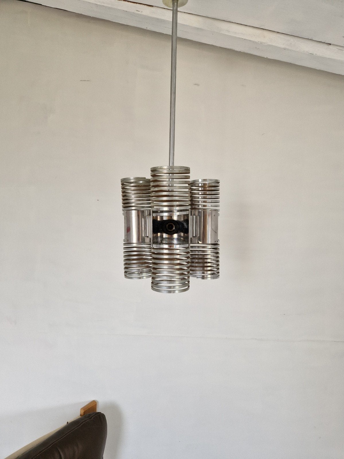 Space age italiaanse chromen veer lamp vintage design., Gebruikt, Onbekend, Ophalen of Verzenden, Onbekend