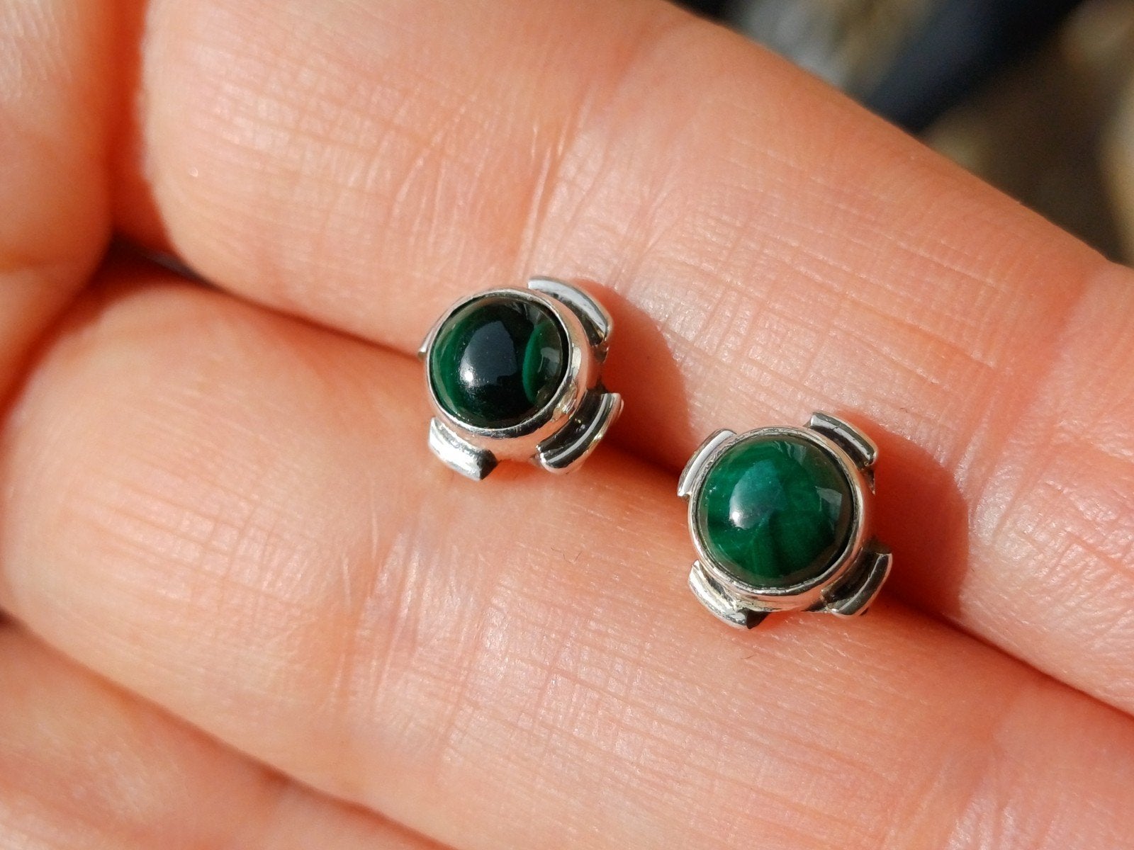 Vanoli 925 zilveren oorbellen oorknopjes met malachiet, Daiva1973@hotmail.com, Vanoli, Amsterdam, Nieuw