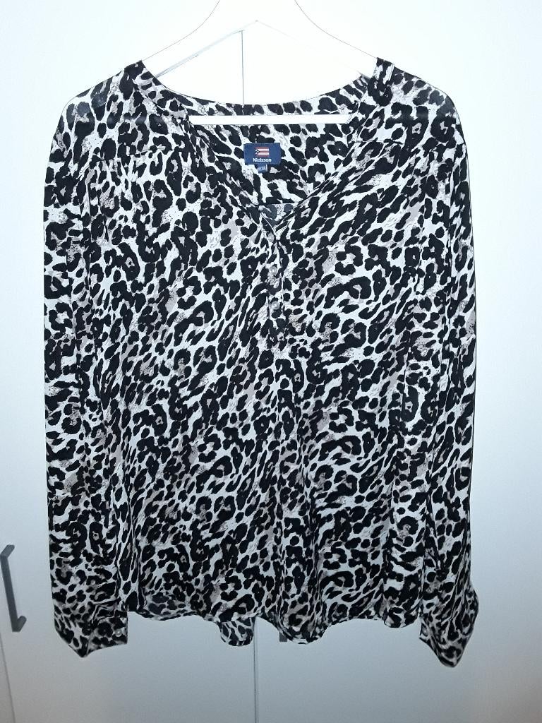 Nielsson Bruin/beige/Zwarte Panter Print Blouse Maat XXXXL, Bruin, Maat 46/48 (XL) of groter, Nieuw, Ophalen of Verzenden