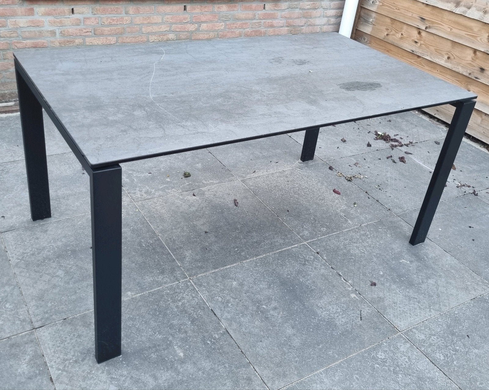 Montel Eetkamer (of tuintafel) 160x90cm barst in blad, Huis en Inrichting, Ophalen, Gebruikt, 50 tot 100 cm, Glas