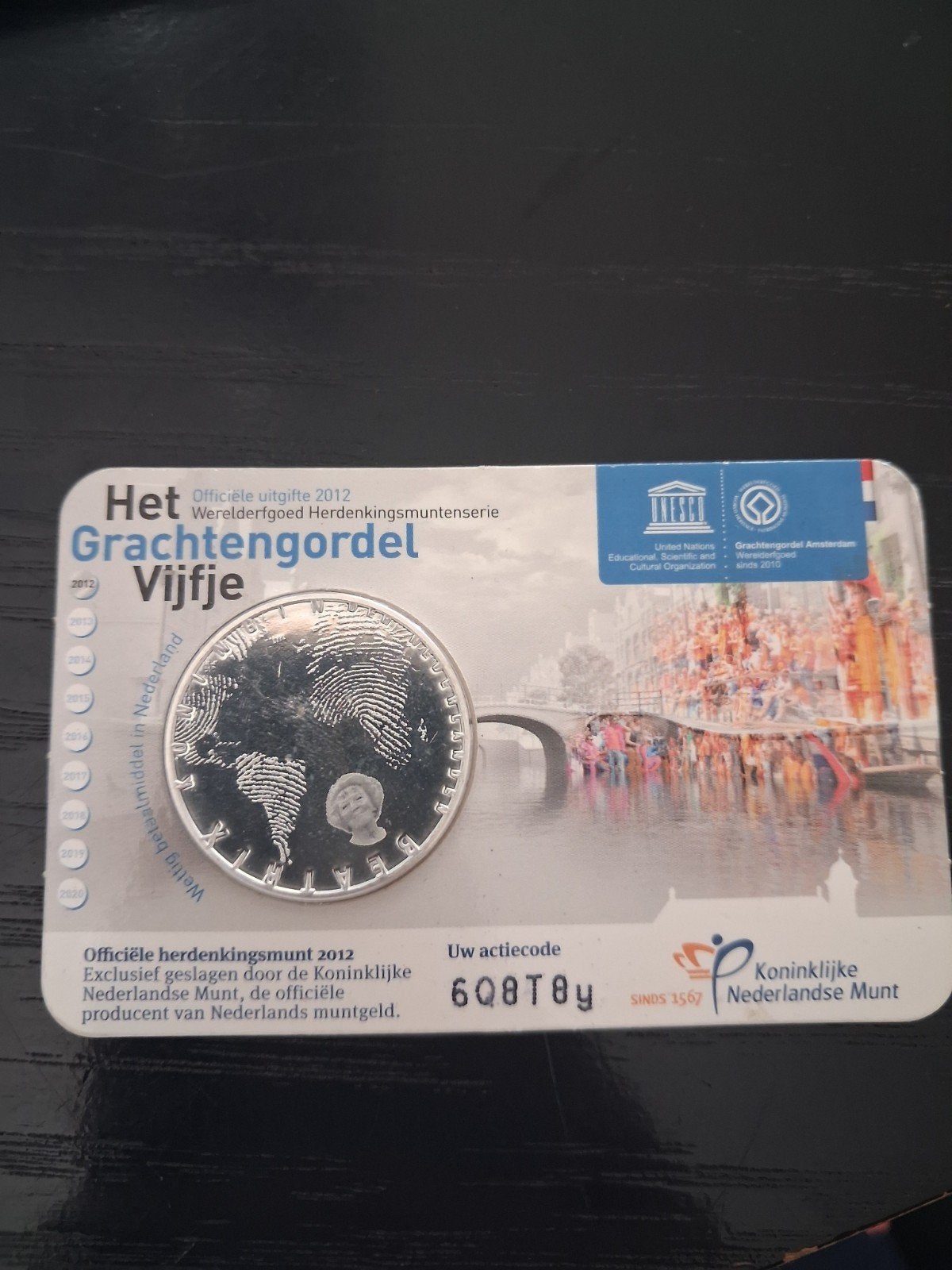Zwaar verzilverd €5 munt originele Het Grachtengordel Vijfje, Ophalen of Verzenden, Nederland, Munten