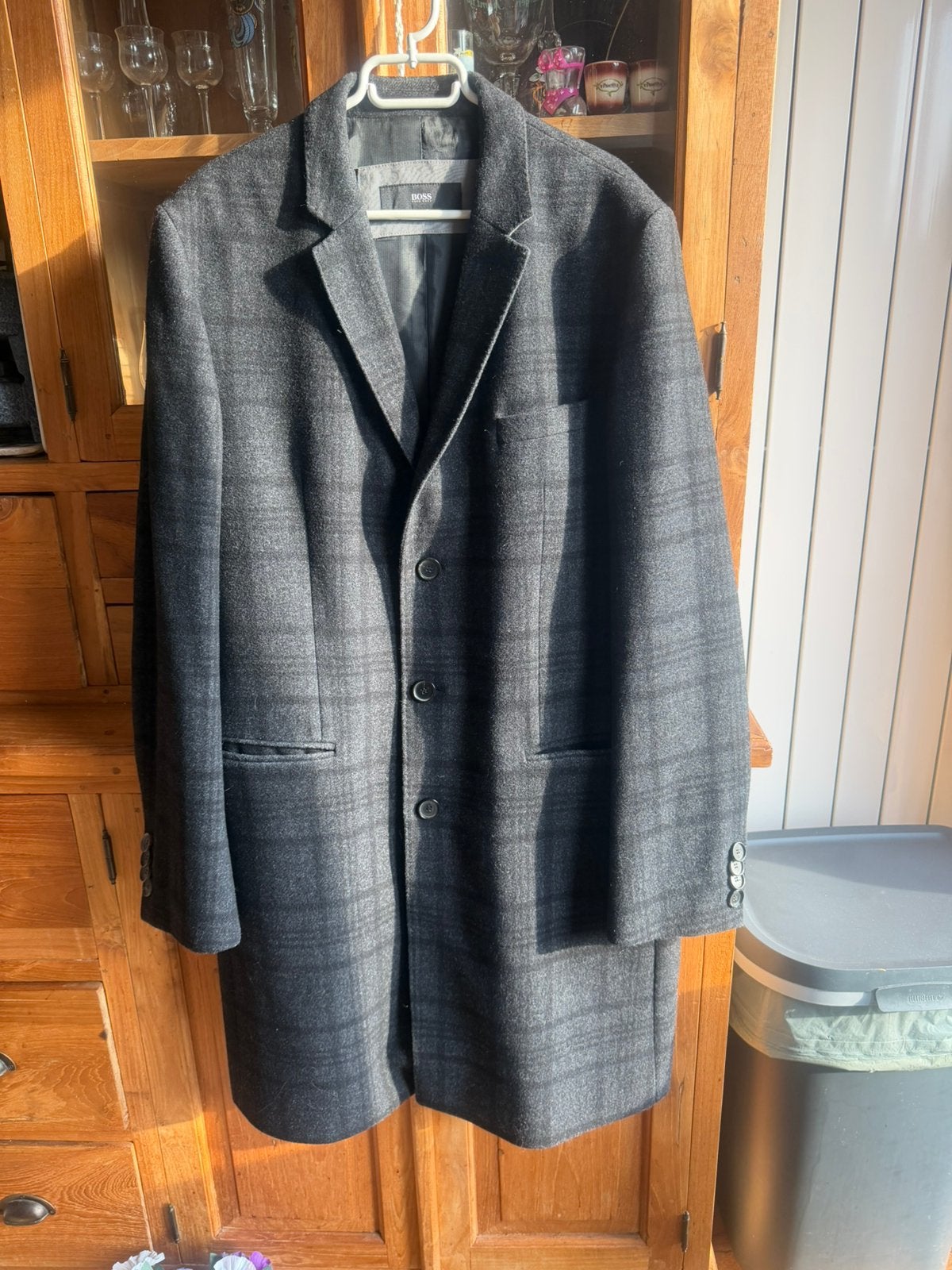 Hugo boss mantel maat 52, grijs, Ophalen, Gedragen, Maat 52/54 (L), Grijs