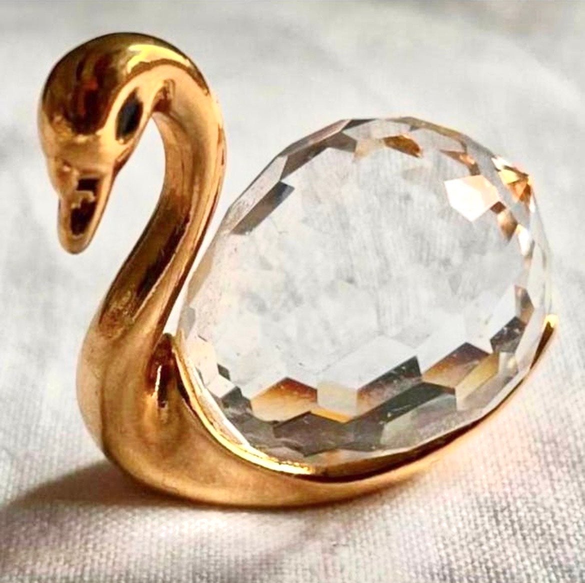 Swarovski Zwaan Kristal en Goudkleurig Beeldje, Ophalen of Verzenden, Zo goed als nieuw