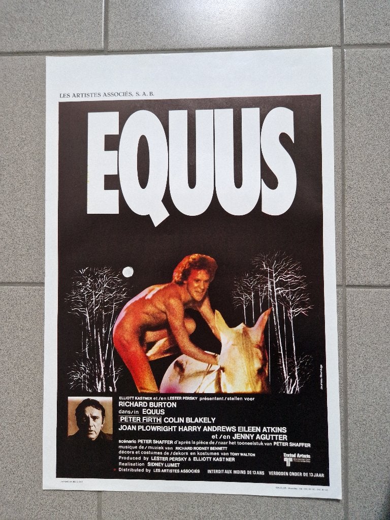 filmaffiche Equus Richard Burton 1977 filmposter, Rechthoekig Staand, Ophalen of Verzenden, Zo goed als nieuw, A1 t/m A3