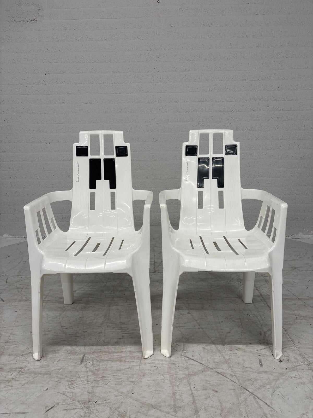 Set van 2 Vintage Boston Pierre Paulin Henry Massonn, Ophalen, Kunststof, Gebruikt, Wit