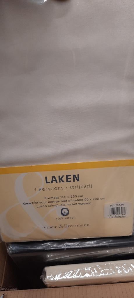 6 stuks Beddengoed 1 persoons lakens nieuw in verpakking, Eenpersoons, Nieuw, Ophalen of Verzenden, Wit
