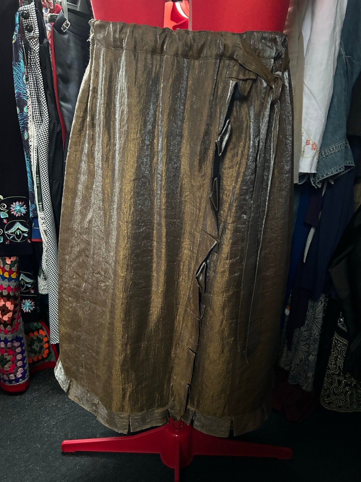 Edgar Vos Vintage Rok Shantung Bruin Gevoerd, Kleding | Dames, Ophalen of Verzenden, Gedragen, Maat 46/48 (XL) of groter, Bruin