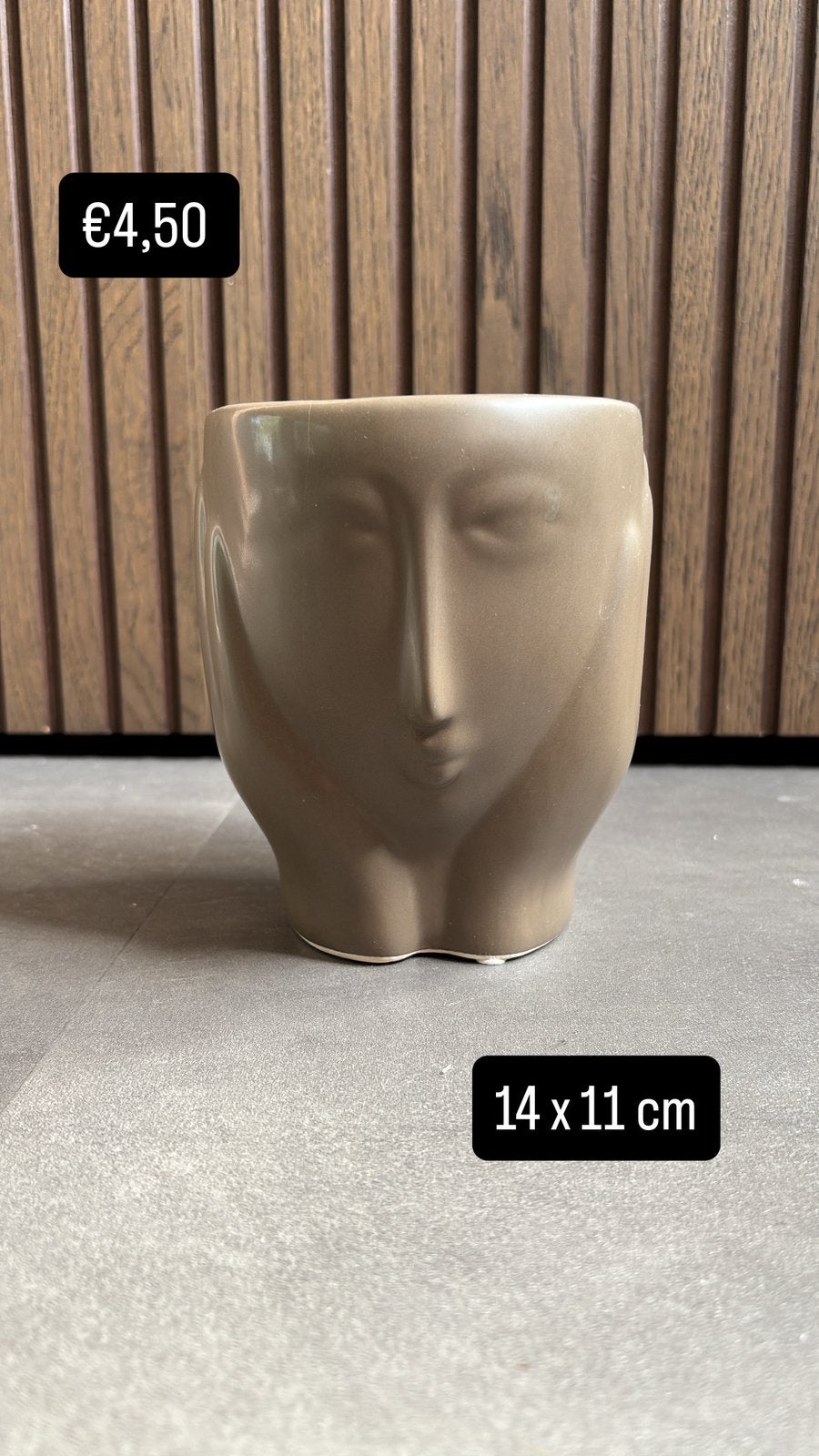 Keramieken bloempot / vaas gezicht – 14 x 11 cm, ., Rond, Ophalen of Verzenden, Zo goed als nieuw