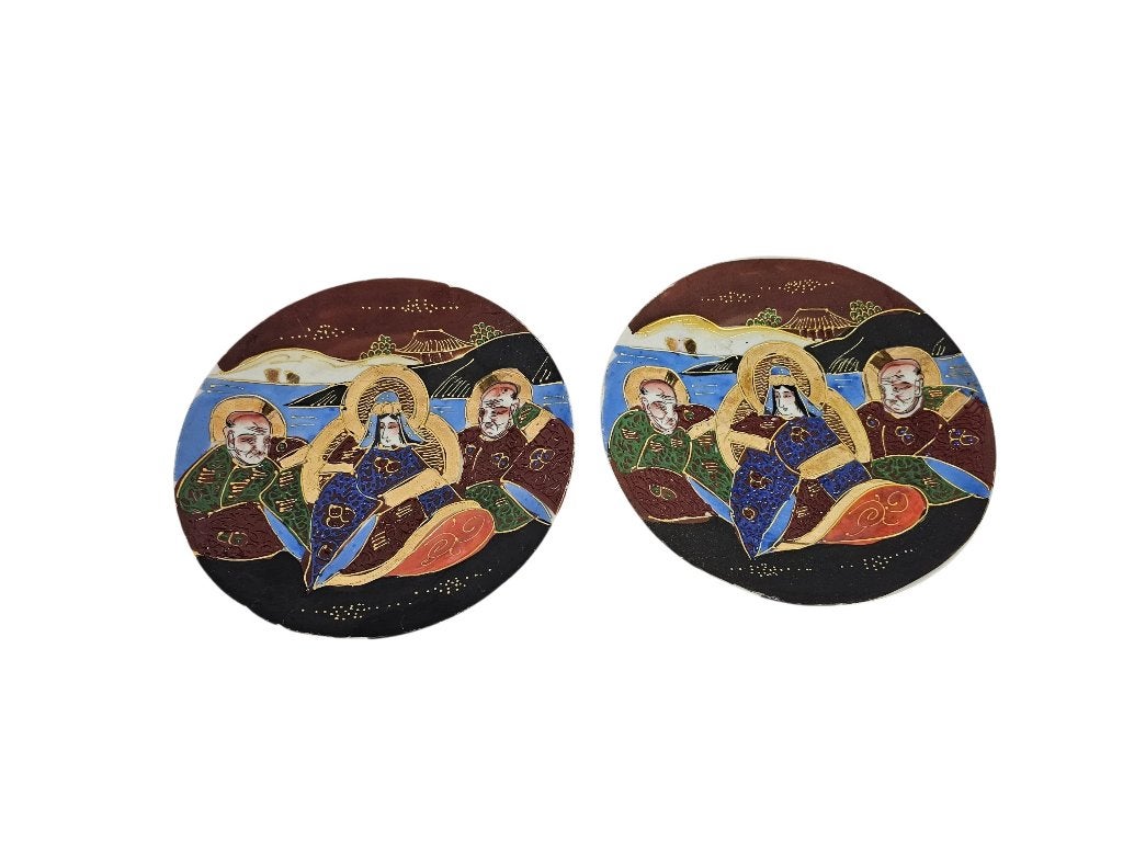 Satsuma bordjes (2) - porselein -  moriage-stijl, Ophalen of Verzenden