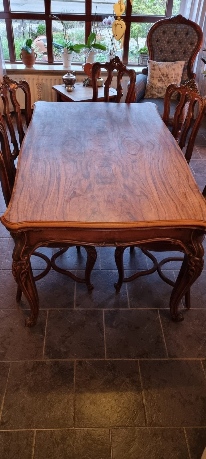 Te koop mooie antieke set tafel met 6 stoelen, Antiek en Kunst, Ophalen