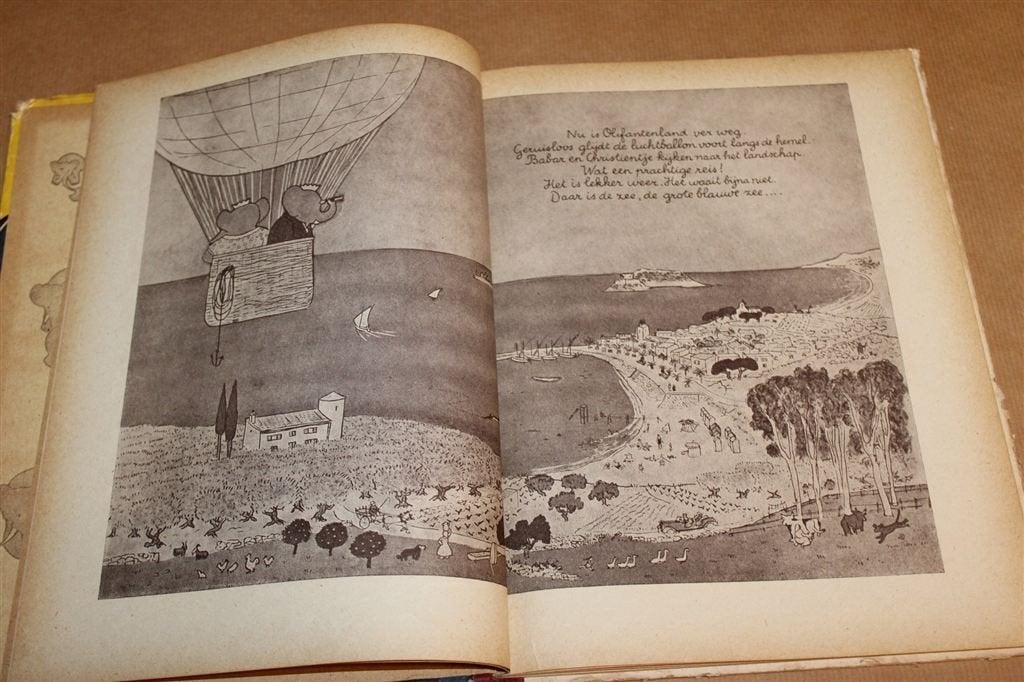 De Reis van Babar — De Brunhoff, Vintage Prentenboek 1948, Boeken, Ophalen of Verzenden, Gelezen