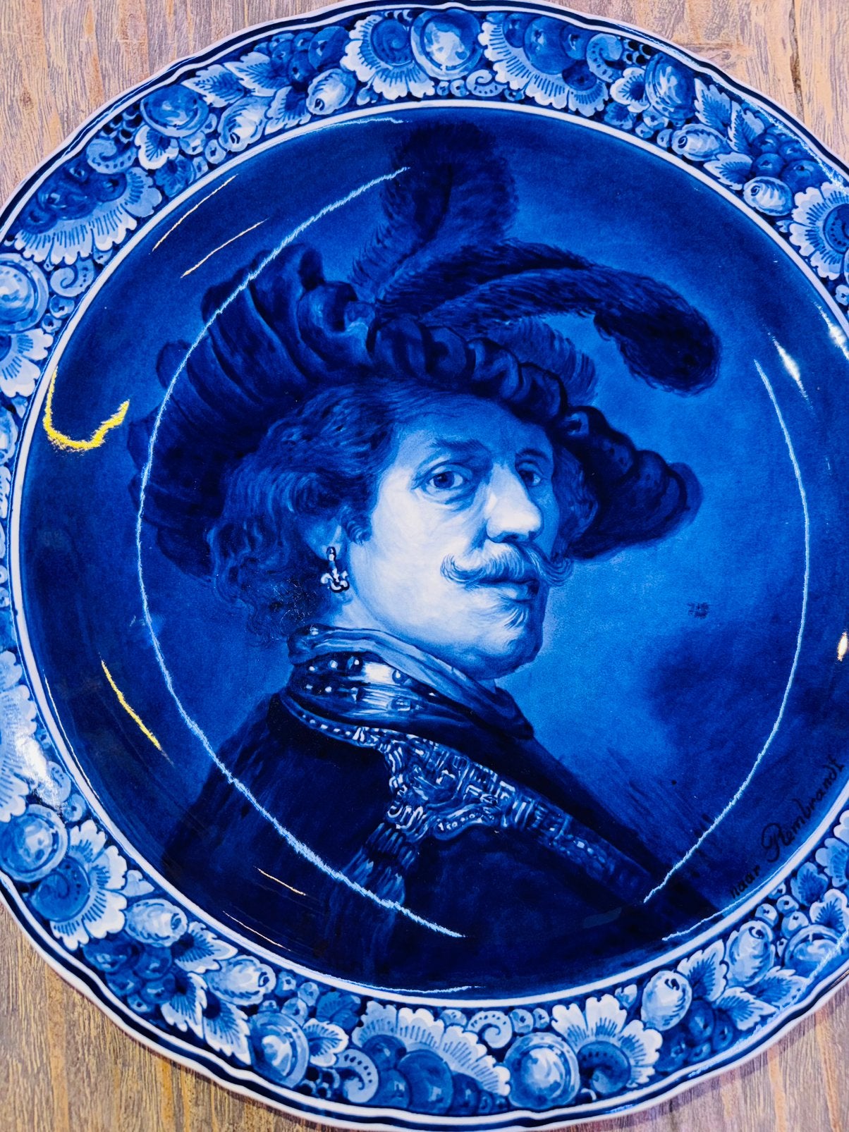 Delfts Blauw Porceleyne Fles naar Rembrandt 41cm bord, Ophalen