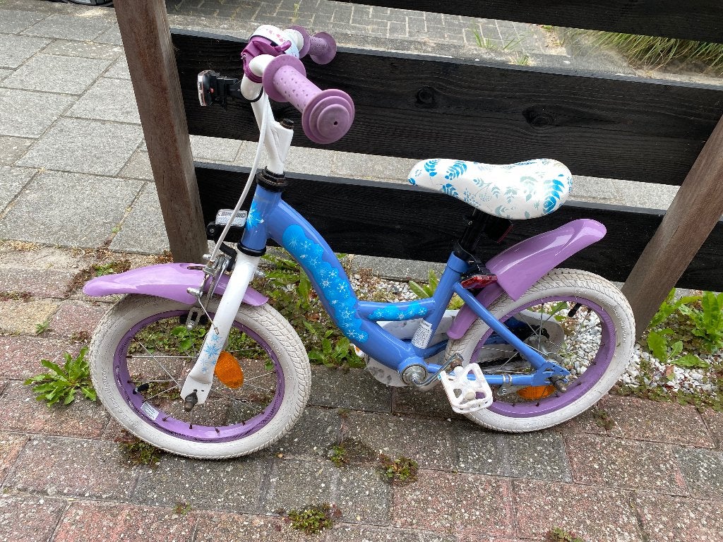 Meisjesfiets 14 inch, Fietsen en Brommers, Terugtraprem, Zijwieltjes, Gebruikt, Minder dan 16 inch