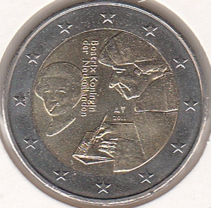 Nederland 2 euro Erasmus 2011 UNC in munthouder, Ophalen of Verzenden, Koningin Beatrix, Euro's, Losse munt