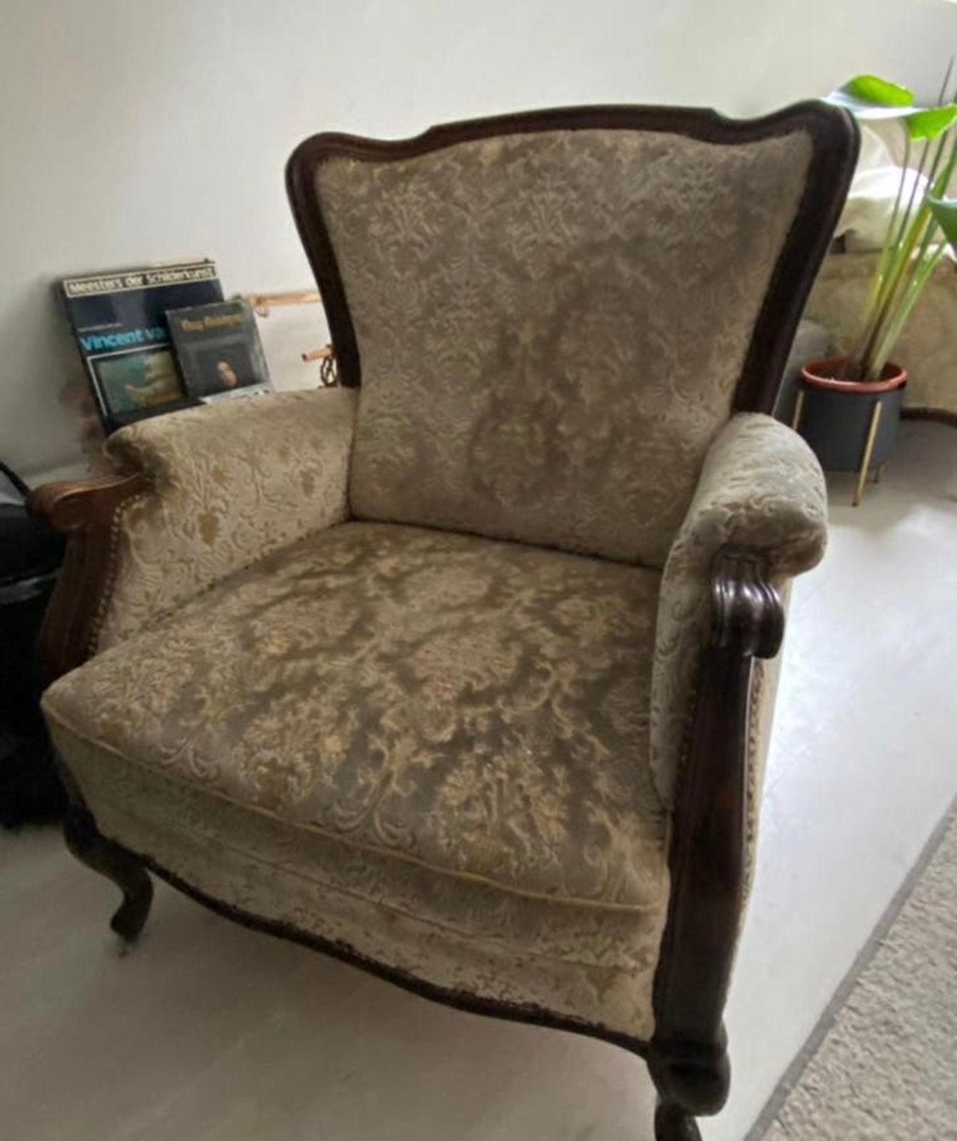 GRATIS mooi antieke bank + stoel, Huis en Inrichting, Fauteuils, Ophalen, Zo goed als nieuw, 75 tot 100 cm