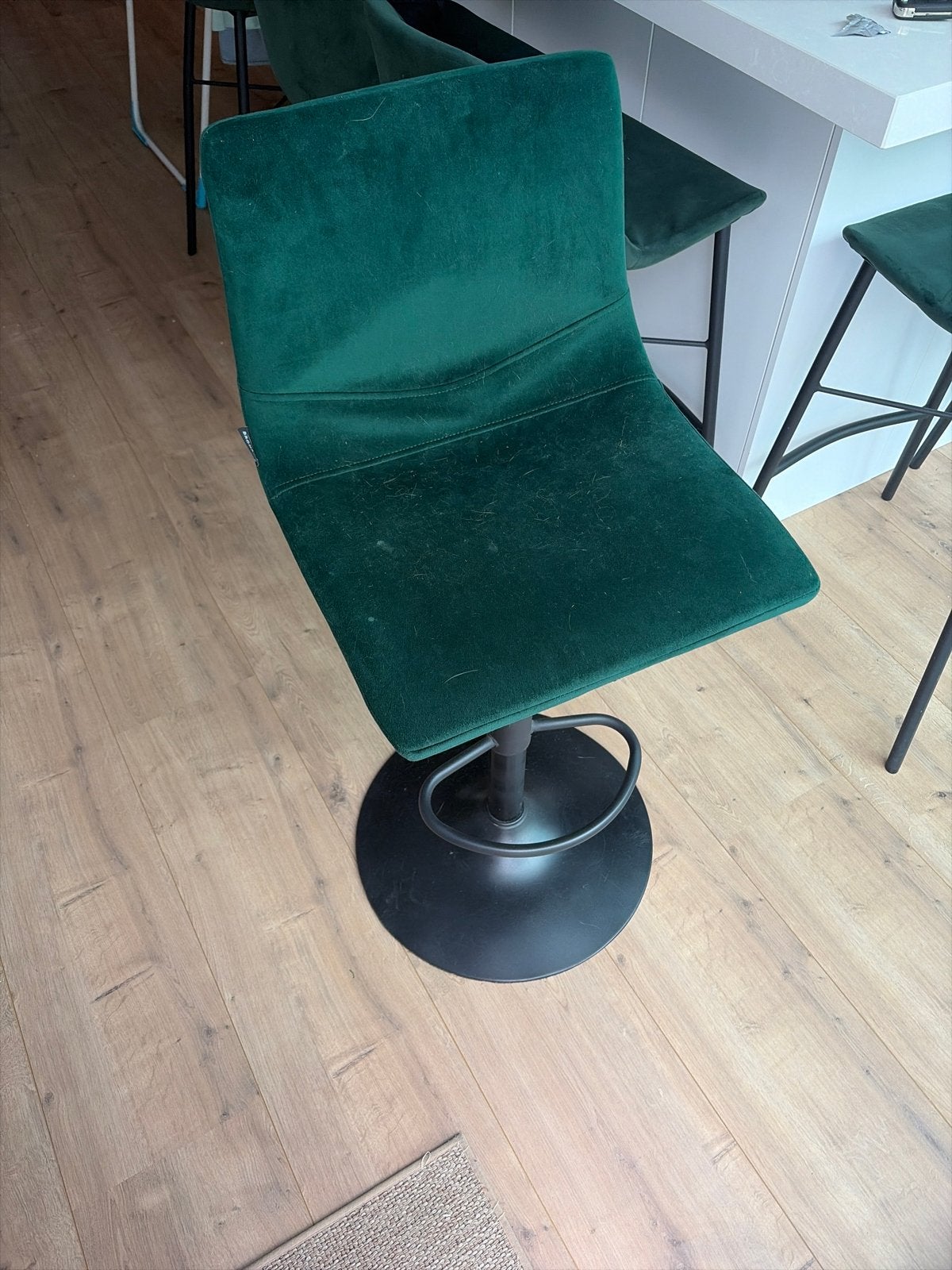 Groene barkrukken - 2 stuks, Ophalen, Gebruikt, In hoogte verstelbaar, 90 cm of meer