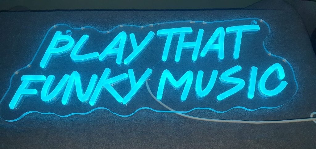 Led verlichting en wandbord ' Play that funky music ', Met verlichting, 15 cm, Meerkleurig, Nieuw
