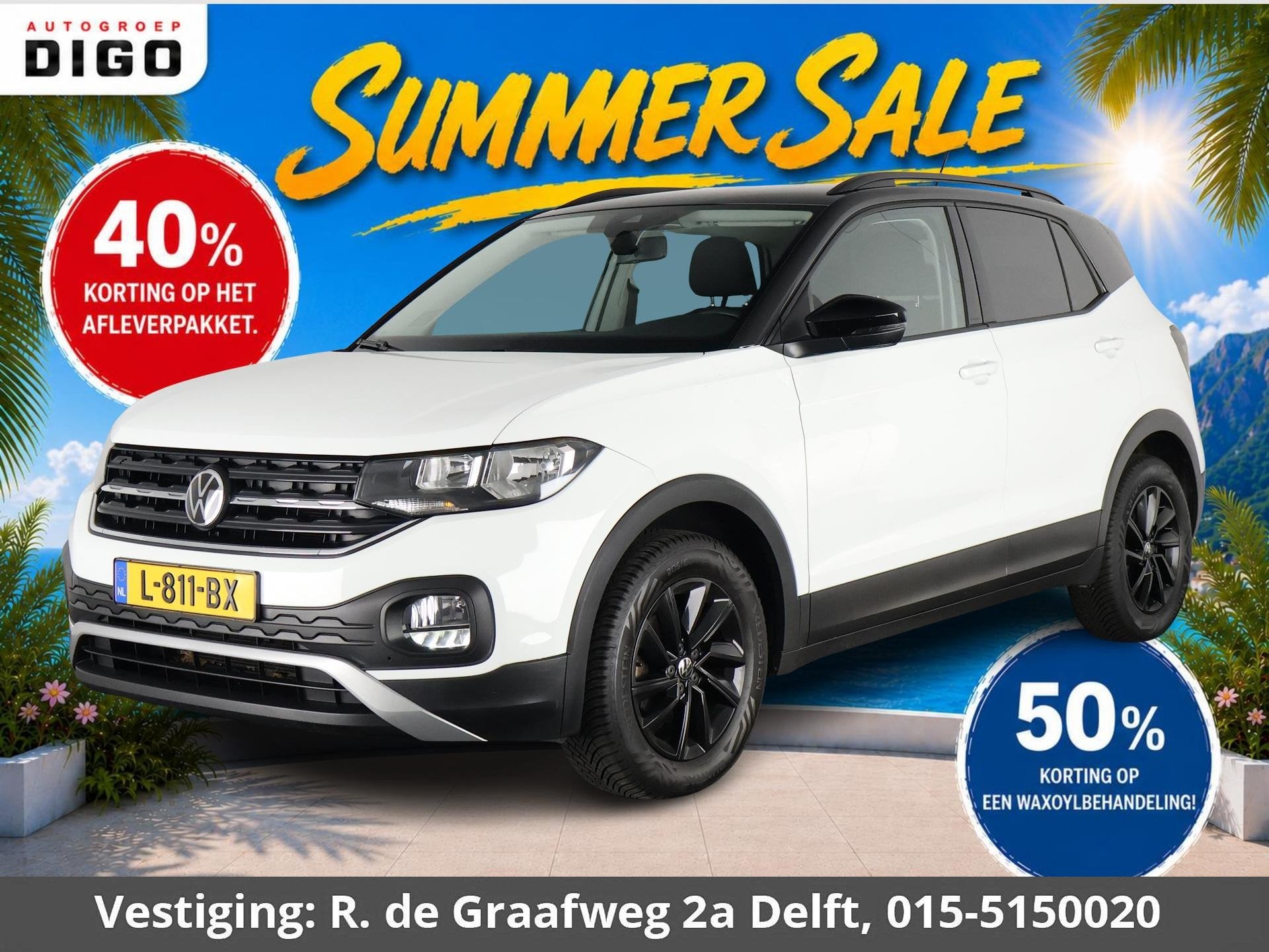 Volkswagen T-Cross 1.0 TSI Life Two-Tone | Apple Carplay & A, Auto's, Start-stop-systeem, Gebruikt, 95 pk, Wit