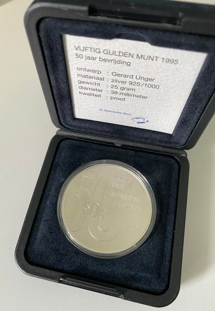 Zilveren 50 Gulden Munt 1995 - 50 Jaar Bevrijding - proof