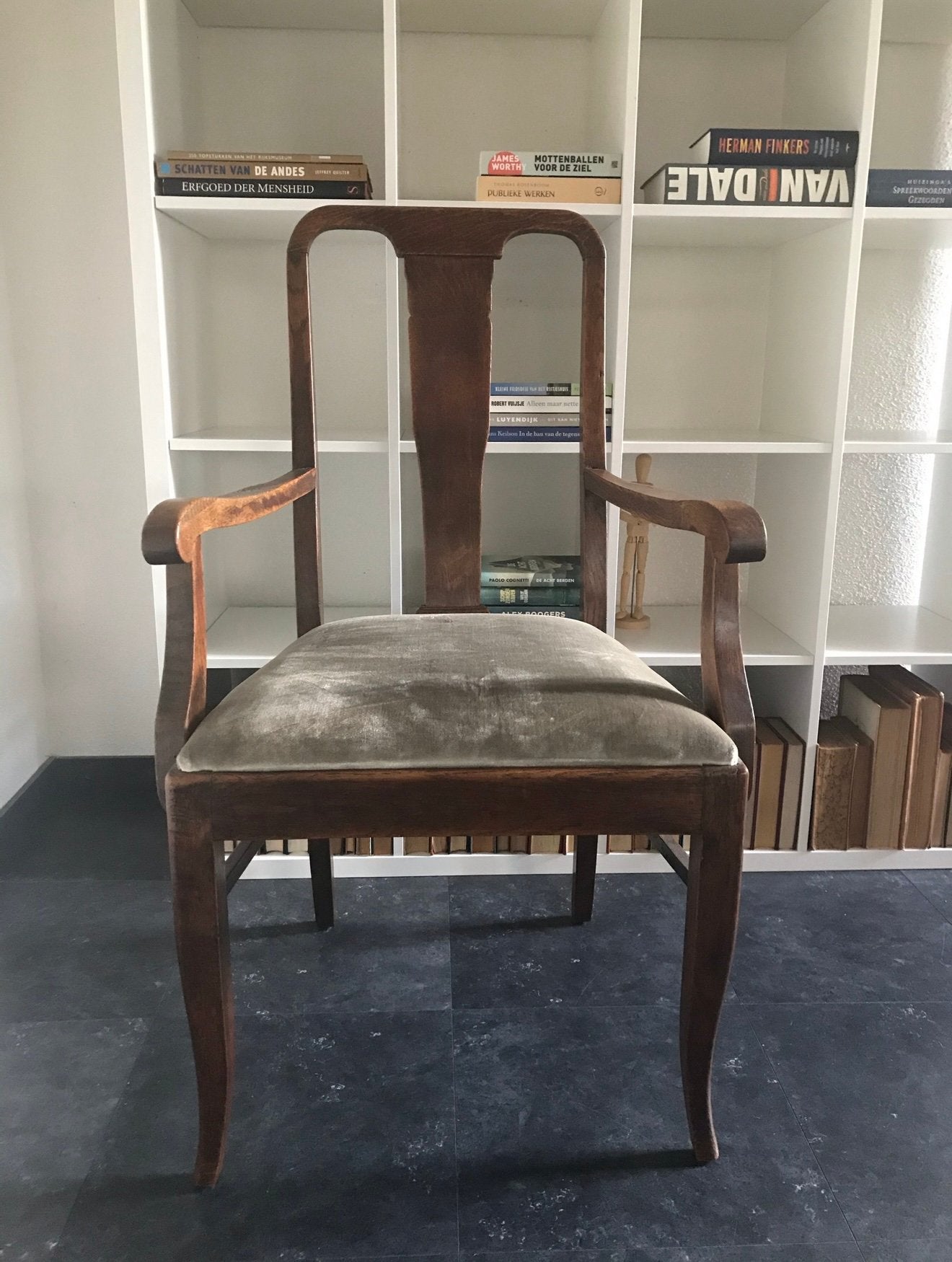 Vintage houten armstoel of de stoel voor Sinterklaas, Antiek en Kunst, Ophalen
