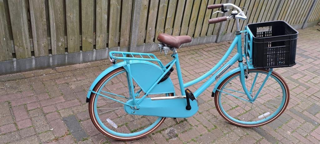 Mooie turquoise meisjesfiets met mandje, Fietsen en Brommers, Onbekend, Ophalen of Verzenden, Handrem, Gebruikt