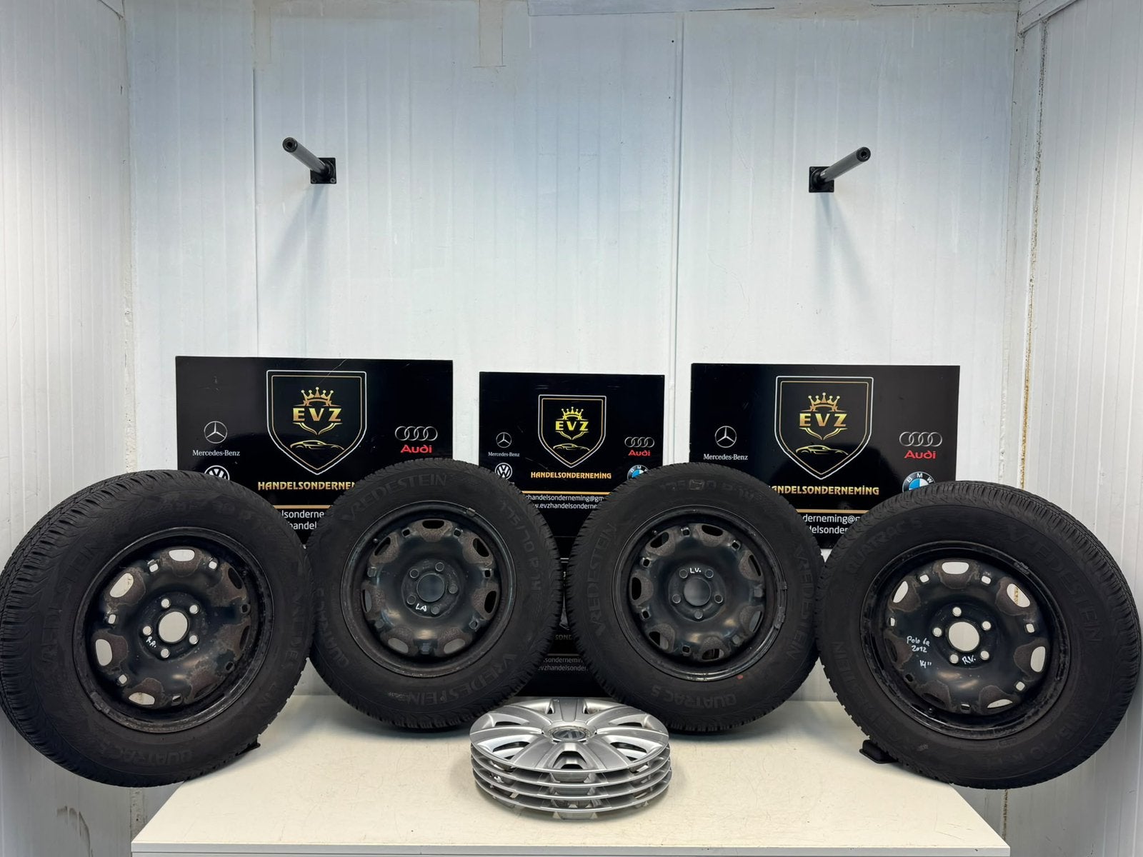 Org. 175/70R14 stalen velgen set met All-Seasons VW Polo 6R, 14 inch, Gebruikt, 175 mm, Banden en Velgen