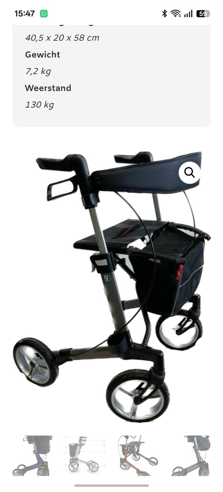rollator Korenmolen nieuwe prijs 399 eur, Diversen, Ophalen of Verzenden, Lichtgewicht, Zo goed als nieuw