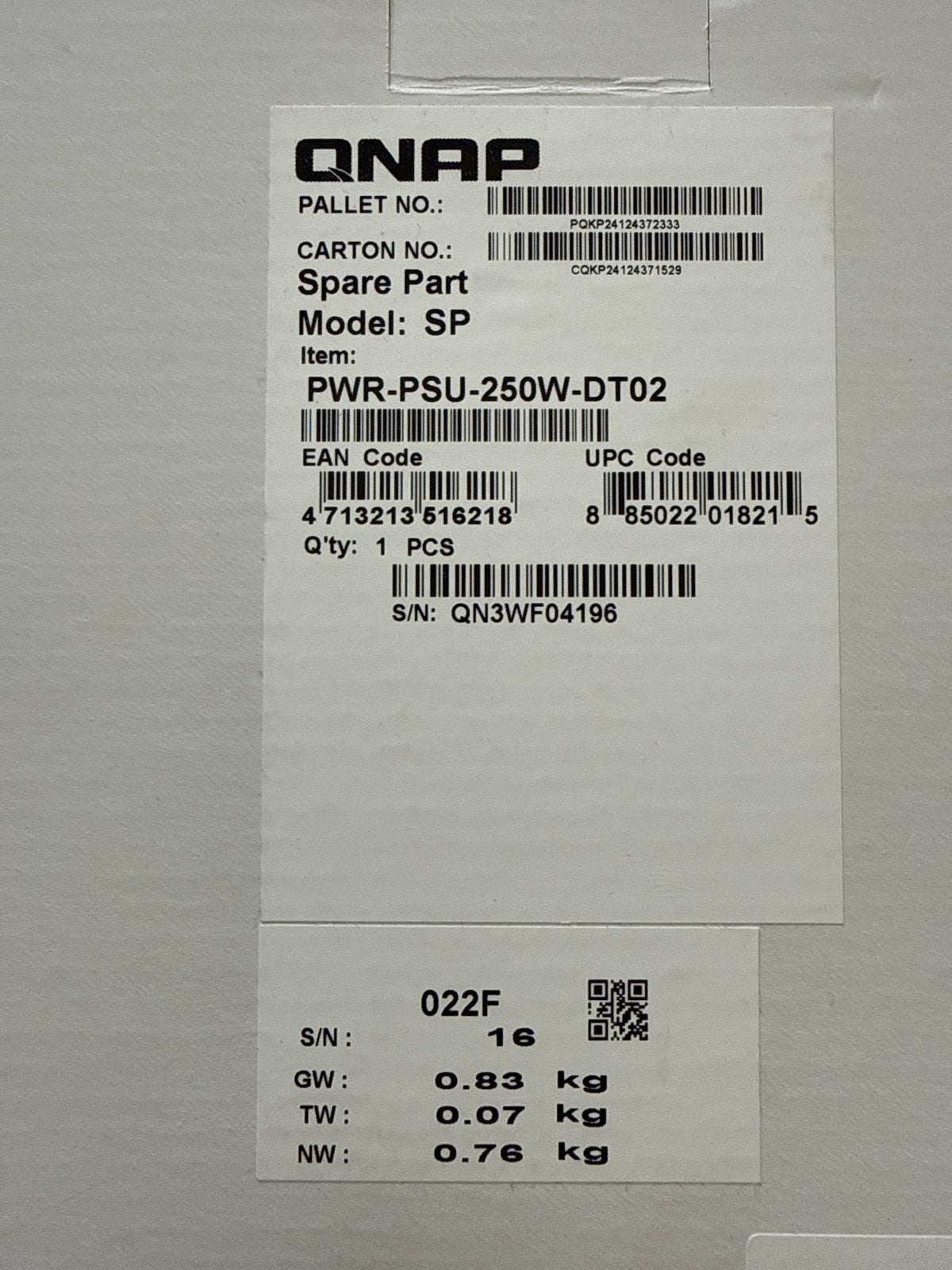 Nieuwe QNAP NAS Voeding PWR-PSU-250W-DT02, Ophalen of Verzenden, Nieuw