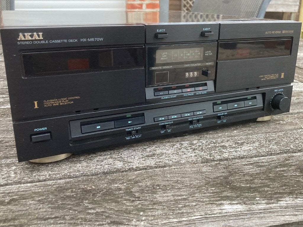 Akai HX-M670W cassettedeck, Ophalen of Verzenden, Dubbel, Akai, Tiptoetsen